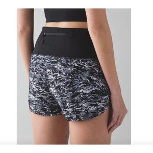 Lululemon Womens 6 Speed Short High Waist Nami Wave White Black Vented Back Vent